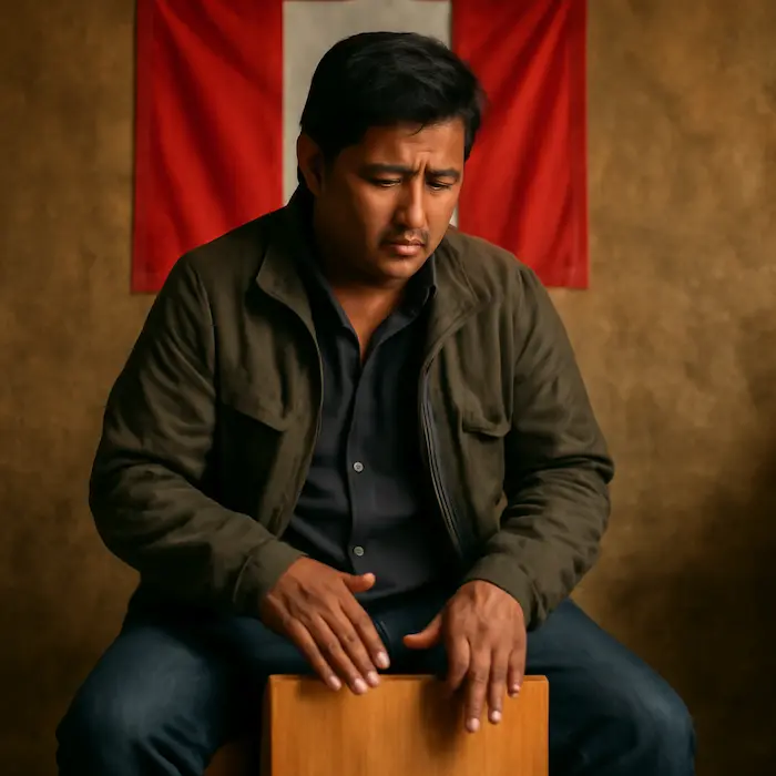 señor tocando el cajon criollo